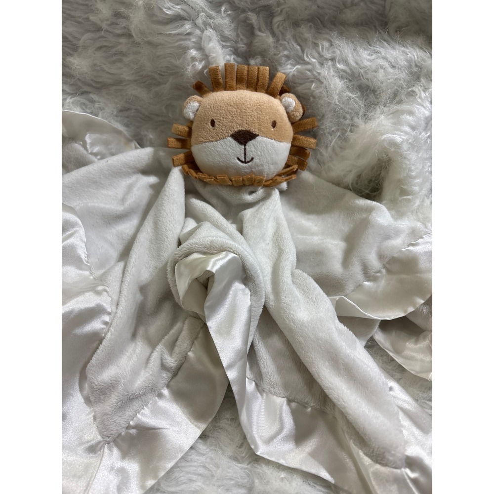 Hallmark Lion Baby Lovey Security‎ Blanket Cream Satin Trim Plush 19x19 SKU E